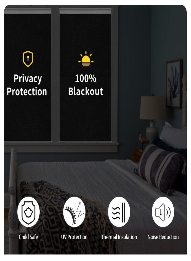 GENIMO 100% Blackout Roller Window Shades, Window Blinds Cordless with Thermal Insulated, UV Protection Fabric, Mini French Door Blinds for Home, Office, Bedroom, Easy to Install, Grey, 41" W X 72" H - Image 3